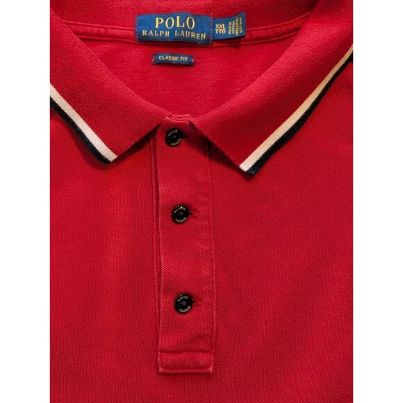 Polo Ralph Lauren Classics Red Black White Shirt Rubber Logo XXL Sleeve Spellout - Picture 8 of 11